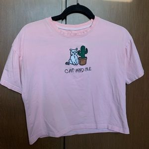 Cat and Cactus Pink Top🐱🌵✨